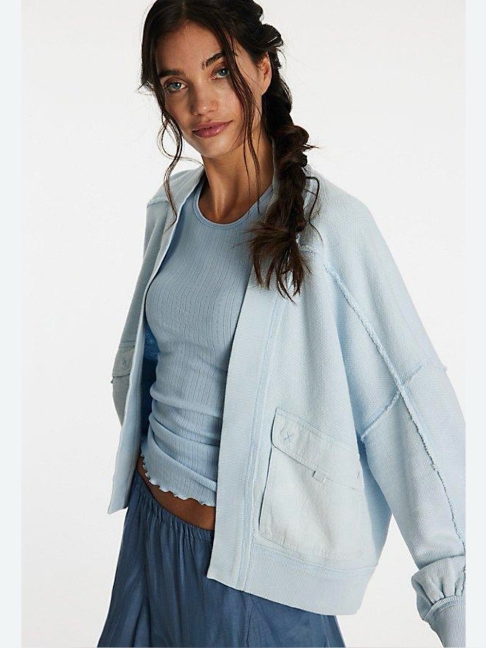 Free People Lou Day Cardigan Light Blue